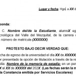 Carta Protesta Bajo decir Verdad Beca para Iniciar la Titulación