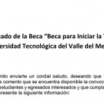 Comunicado Beca para Iniciar la Titulación 2021