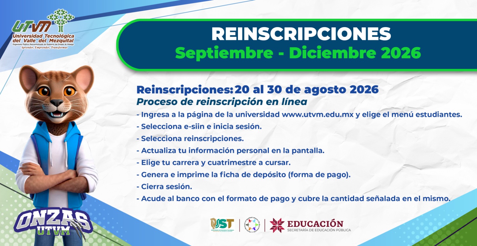 Reinscripciones septiembre - diciembre 2026